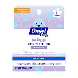 Orajel Baby Nighttime Cooling Gel for Teething, Drug-Free, 1 Pediatrician Recommended Brand for Teething, One .18oz Tube