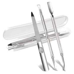 Gionfe 3PCS Cuticle Pusher and Gel Polish Remover Set with Nail Files, Salon Quality Metal Acetone Gel Nail Polish Peeler Scraper Durable Professional Manicure Pedicure Cleaner Tool For Fingernail Toenail