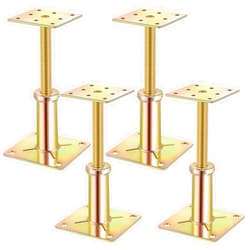 Threlaco 4 Pcs Adjustable Floor Jack House Floor Jacks Post Pole Galvanized House Jacks for Leveling Temporary Support Lifting Basement Joist Adjustment Height Range Capacity (4.3-6.6 Inch)