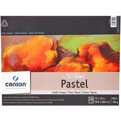 Canson Artist Series Mi-Teintes Pastel Paper, Earth Tones, Foldover Pad, 12x16 inches, 24 Sheets (98lb/160g) - Artist Paper for Adults and Students