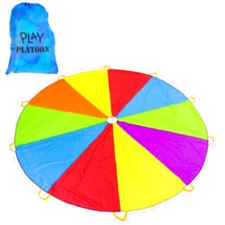 Play Platoon Rainbow Parachute Toy for Kids, 24 ft Play Parachute Game for Kids with 16 Handles, Parachute for Kids, PE Equipment for Elementary School Gym Class, Backyard/Indoor Play Equipment