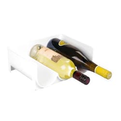 mDesign Stackable Plastic 3 Bottle Refrigerator Wine Rack - Drink Storage Rack Organizer for Champagne, Wine, Juice, Water Bottles - Wine Organizer for Refrigerator Shelf - Ligne Collection - White