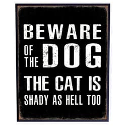 YELLOWBIRD ART & DESIGN Beware of Dog Sign Funny Poster - 8x10 Cat Wall Art & Decor - Dog Quotes Wall Decor - Cute Cat Wall Decor - Canine Picture Print - Kitten Gifts for Women Men - Cool Unique Animal Lover Gifts Print