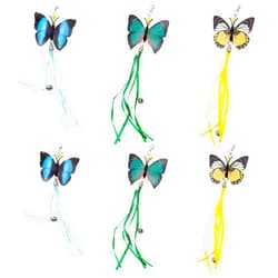 Xokipol 6pcs Cat Wand Attachments Interactive Sports Cat Pet Toy Playthings Kitten Plaything Cat Teasing Toy Bring More Joy and Fun (Green Blue Yellow)