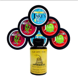 Jakes Mint Chew Jake's Mint Chew- Lemonade, Cherry, Green Apple Pouches - 6 Can Sampler Pack - Includes Mud Bud Disposable Spittoon - DTOM