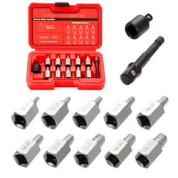 UYECOVE 12Pcs Screw Extractor Set Hex Head Multi-Spline Easy Out Bolt Extractor Set 3/8 Inch Drive, Stripped Bolt Remover, Bolt Extractor Kit for Removing Broken Rusted Bolts Studs Nuts Socket Screws