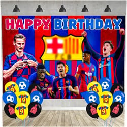 ELZEM Soccer Birthday Party Decoration,Soccer Party Photo Background 5 x 3 FT and 18 Pcs Balloon,Football Merch Party Backdrop Supplies