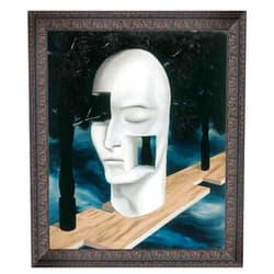 Ltt-Ydd-Ccl Rene Magritte“The face of genius”Surrealism Canvas Wall Art for Living Room Home Decorations Office Bedroom Decor Artwork Pictures Ready to Hang(Black Framed,30x40cm 12x16inch)