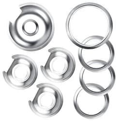 Blutoget Electric Stove Burner Drip Pan 1 Large 8 Inch WB32X10013 &3 Small 6 Inch WB32X10012 Chrome Drip Pans with 4 Pcs Trim Rings by Blutoget- Fit for GE Hotpoint Stove Drip Pans - 4 Drip Pans &4 Rings