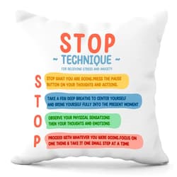 ZsaTuiy Mental Health Throw Pillow Cover Decor-Therapist Gifts-Mental Health Gifts for Psychologist-Counseling Office Must Haves Throw Pillow Cover-Lounge Pillows for Kids,Stop Technique