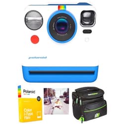 Polaroid Originals 9073 Now 2nd Generation i-Type Instant Film Camera - Blue Bundle with Color Film for Now i-Type Cameras + Deco Photo Camera Bag for DSLR