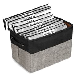 Bfttlity Board Game Storage Include Storage Basket and 10 Zipper Bags Board Game Organizer with DIY Stickers and Double-Sided Adhesive Dots for Travel, Office and Home Organization (Dark Gray)