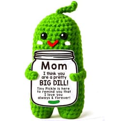 MAMAGIFTREE Mothers Day Birthday Gifts for Mom from Daughter Son, Handmade Crochet Pickle Plush “Big Dill” Gift for Mother in Law or Stepmom Mothers Day Keepsake, I Love You Mama Small Cute Decor