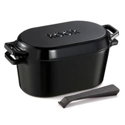 KooK Dutch Oven for Sourdough Bread Baking, by Kook, 3.4 Qt, Loaf Pan with Lid, Bread Oven, Oval Dutch Oven, Enameled Cast Iron, for Baking Sourdough, Cooking and Roasting, Dishwasher Safe, Black