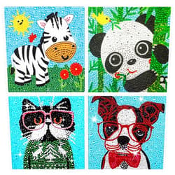 DIYDECORFUN Diamonds Painting Kits for Kids Boys, 5D Diamond Gem Art Stickers for Girls Ages 9-12, DIY Gifts Cute Panda Dog Cat Crystal Easy Diamond Dot Art for Beginner Home Decor Small Size 6