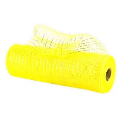 MEEDEE Yellow Mesh Ribbon Yellow Deco Mesh 10 Inch Metallic Mesh Fabric for Holiday Deco Mesh Wreath Ribbon Centerpiece Craft Supplies (30 Feet)