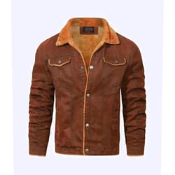 INVACHI Men's Fleece Jacket Vintage Bomber Jacket Casual Stylish Winter Warm Coat