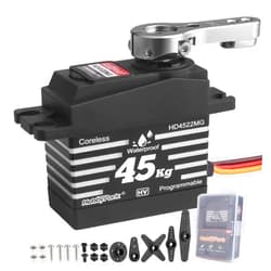 HobbyPark Waterproof 45kg High Torque Servo Coreless Motor 8.4V HV Servo Metal Gear Digital Servo Stainless Steel Gear for RC Crawler RC Car RC Truck Buggy Control Angle 180° Programmable