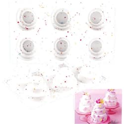 Sakolla Mini 3 Tier Cake Pan Set 2 BPA Free 6 Cavity Silicone Cake Molds for Baking Delicacy Chocolate Cake, Jelly and Desserts (Confetti)