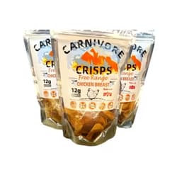 Carnivore Crisps Chicken Breast, (3) 1.5 oz bag, 12 g proteins per serving, made with Redmond Real Salt, carnivore diet approved, keto diet approved