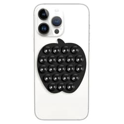 Mijafaron Suction Phone Case Mount, Silicon Adhesive Phone Accessory for iPhone and Android, Hands-Free Fidget Toy Mirror Shower Phone Holder, Tiktok Videos and Selfies(Apple Shaped, Black)