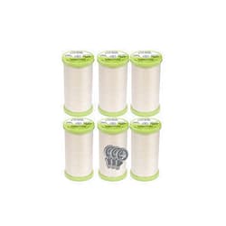 Bella's Crafts Coats & Clark Hand Quilting Sewing Thread Cotton Covered Polyester 325 Yards S960 6 Pack Bundle with 3 Bella's Crafts Needle Threaders (Natural)
