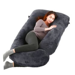 ALLOPERA Pregnancy Pillow, Full Body 57 Inch Maternity Pillow with Removable Washable Cover - Sleep Support for Legs, Back, Neck, Shoulder, HIPS, Belly for Pregnent Women, Black Grey Velvet Cover