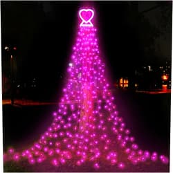 AMIPEPE Valentines Day Decorations Lights, 11.48ft 350 LED Valentines Window Lights with 8 Modes Timer Remote Heart String Lights for Indoor Outdoor Wedding Party Valentines Day Decor, Pink