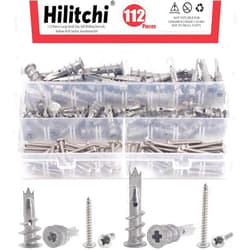 Hilitchi 112-Pieces Large Small Zinc Self Drilling Drywall/Hollow-Wall Anchor Assortment Kit