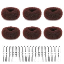 Aivwis 6 Pcs Kids Hair Bun Maker Set - DIY Magic Twist Styling Accessories, Ring Style Donut Buns with 20 Bobby Pins