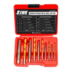 EWK 10 Pcs Screw Extractor Set with Left-Hand Drill Bit, Spiral Screw Removal Tool for Stripped, Broken, Damage Rust Screws