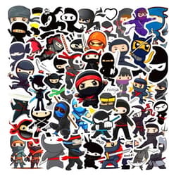 TaDadaPAO 60 Pack Ninja Stickers for Kids,Ninja Party Favors, Vinyl Waterproof Stickers for Water Bottle Laptop Computer Phone (Ninja), Black