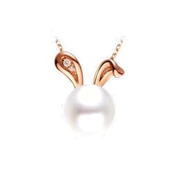 Smartown Easter Bunny Rabbit Pendant Cultured Pearls Necklace for Women Teen Girls S925 Sterling Silver Delicate Animal Jewelry Gifts for Daughter