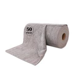 YoulerTex Reusable Cleaning Cloths Microfiber Towel: 50 Pack Washable Tear Away Cleaning Towels Roll - 12× 12 Absorbent Rags Drying Dishcloths for Kitchen House Car (50, Grey)