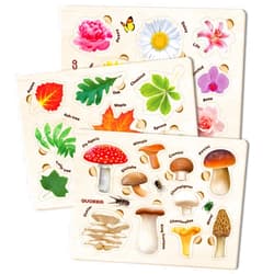 QUOKKA Wooden Puzzles for Toddlers 2-4 – 3X Set Montessori Toys Puzzles for Kids Ages 3-5 – Wood Educational Baby Game 12-18 Months – Gift Learning Mushrooms Flowers Leaves for Boy & Girl 3-5
