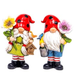 Hodao 2PCS Spring Ladybug Gnomes Decoration Couple Elves Figurines Gifts for Home Summer Garden Decor for Outdoor, Mom, Grandma (Green-Blue)