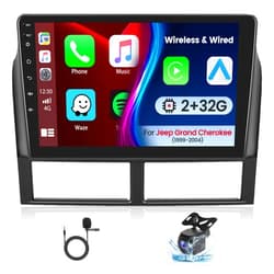 Hikity Wireless Carplay Android Car Stereo for Jeep Grand Cherokee 1999-2004, 2+32G 9 Inch Touchscreen Radio with Android Auto Multiple UI GPS Navigation WiFi + AHD Backup Camera