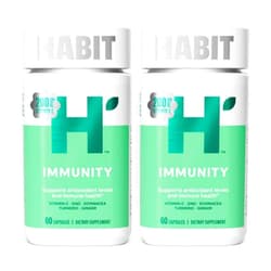 H' Habit Habit Immunity Supplement 2 Pack (120 Capsules) - New Look, Echinacea, Elderberry, Turmeric, Zinc Blend to Support Immune Health and Antioxidant Levels, Vegan, Non-GMO