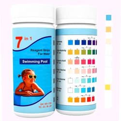 AKSBTEC 7IN1 Pool Test Strips,Accurate&Easy Water Chemical Testing Strip for Pool,Spa&Hot Tub, Quick Pool Test Kit for Hardness,Total Alkalinity,Cyanuric Acid,Total Chlorine,Free Chlorine,Bromine&pH