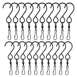 KUUQA 20 Pack Swivel Hooks Clips Wind Spinner S Hook Clips Hanging Wind Chimes Crystal Twisters Party Supplies (Black)