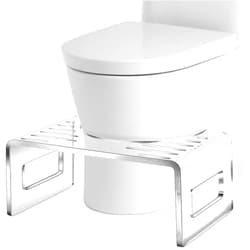 Wenqik 7 Inches Acrylic Toilet Stool Non Slip Toilet Step Bathroom Stool Clear Squatting Poop Foot Stool for Adult Women Men Kid Toddlers