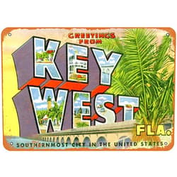 Famely Joycenie Tin Sign New Aluminum Metal Sign Greetings from Key West 8x12 Inch