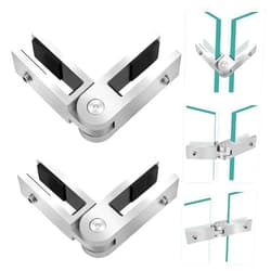 Gyykzz Adjustable Glass to Glass Clamp, 2 PCS 90-180-270 Degree Satin Finish Railing Clamps, Stainless Steel T304 Railing Clips Brackets for Fence, Balustrade, Balcony Deck, Indoor & Outdoor