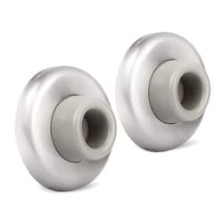 KOVOSCH 2 Pack Concave Wall Door Bumper Stop Brushed Satin Nickel – 2-1/2” Outside Diameter Stainless Steel Cover with 1-1/8” Gray Rubber Bumper – Easy to Install with Screw