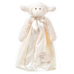 Bearington Collection Baby Lamby Snuggler, 15 Inch White Lamb Plush Stuffed Animal Security Blanket Lovey for Babies, Baptism Gifts for Boys and Girls
