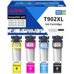 AQINK T902 XL T902XL Ink Cartridge with Latest CHIP Replacement for Epson T902XL Ink Cartridge Compatible with Epson Workforce pro WF-C5290 WF-C5790 WF-C5210 WF-C5710 Printers (BCMY-4PK)