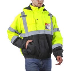 sesafety Reflective Jacket for Men, High Visibility Jackets, Safety Jackets for Men, Hi Vis Construction Bomber Jackets Waterproof with Pockets and Zipper, Black Bottom, Class 3