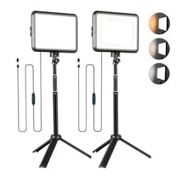 NiceVeedi LED Photography Lighting Kit, NiceVeedi 2-Pack 8” Portable Video Light with Adjustable Tripod Stand, 2800K-6500K Dimmable Softlight Studio Light for Zoom, Game Streaming, YouTube