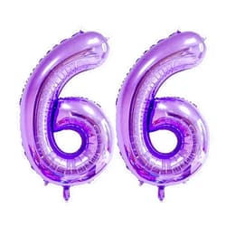 Nicedony Number 66 Balloons 40 inch Digital Balloon Alphabet 66 Birthday Balloons Digit 66 Helium Balloons Big Balloons for Birthday Party Supplies Weddin Bachelorette Bridal Shower,Purple Number 66