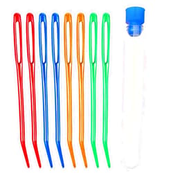 Pimoys 8Pcs Aluminum Tapestry Needle,Large Eyes Blunt Yarn Needles Jumbo Bent Darning Needles Weaving Needles Bent in Box for Knitting Crochet